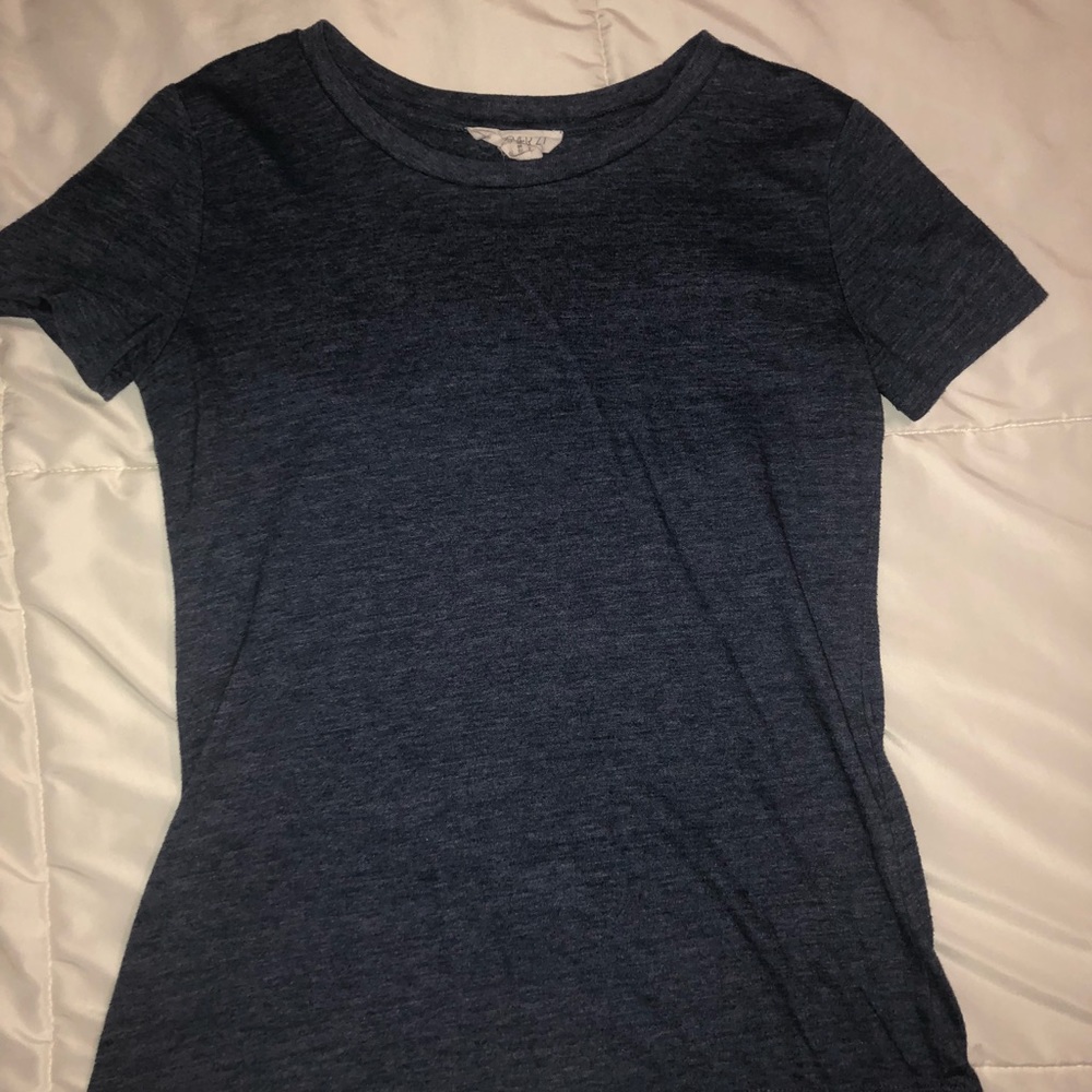 Blue T-shirt.